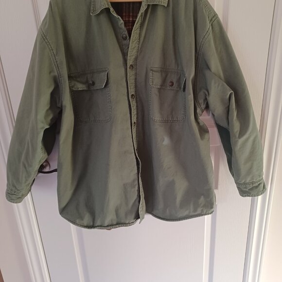Faded Glory Chore Jacket Coat Men’s 2XL Green Canvas Flannel Lined Barn - Picture 4 of 5